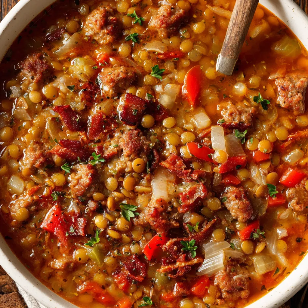 Slow Cooker Sausage and Lentil Soup