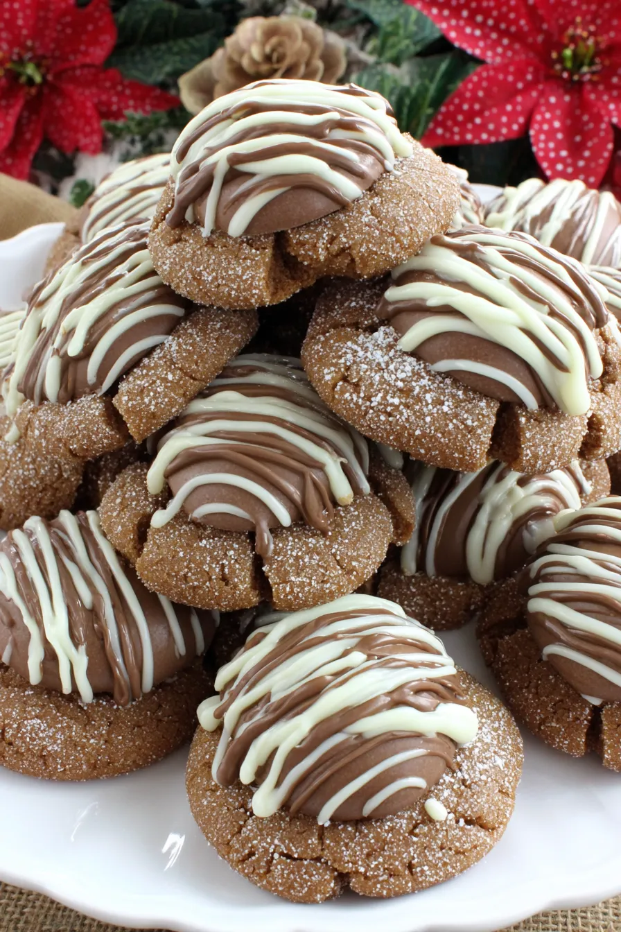 Gingerbread Kiss Cookies cooling on a rack
