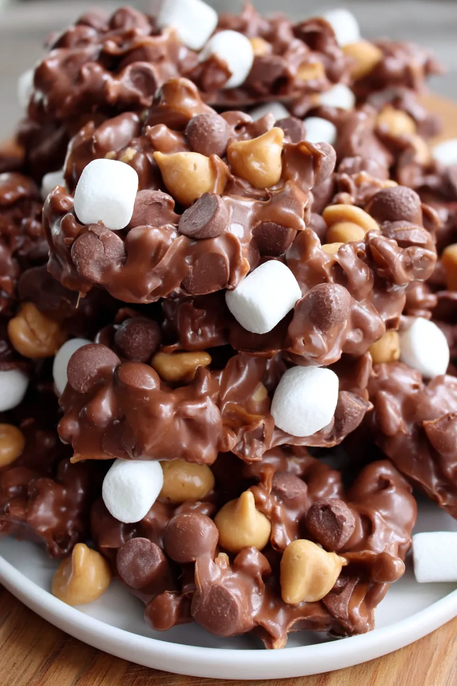 Melted chocolate and butterscotch in a glass measuring cup being stirred