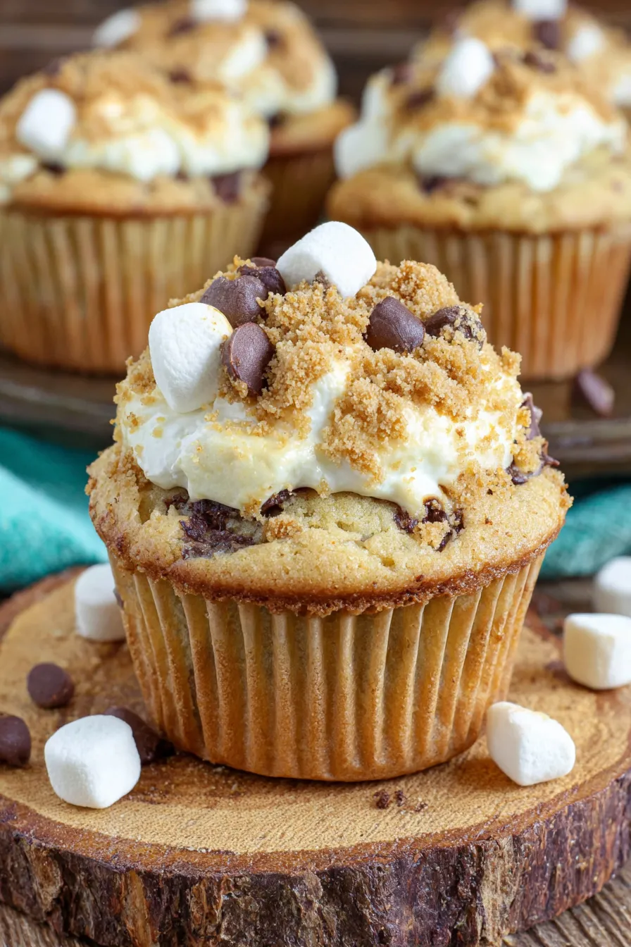 Freshly baked s'mores muffins cooling on a wire rack