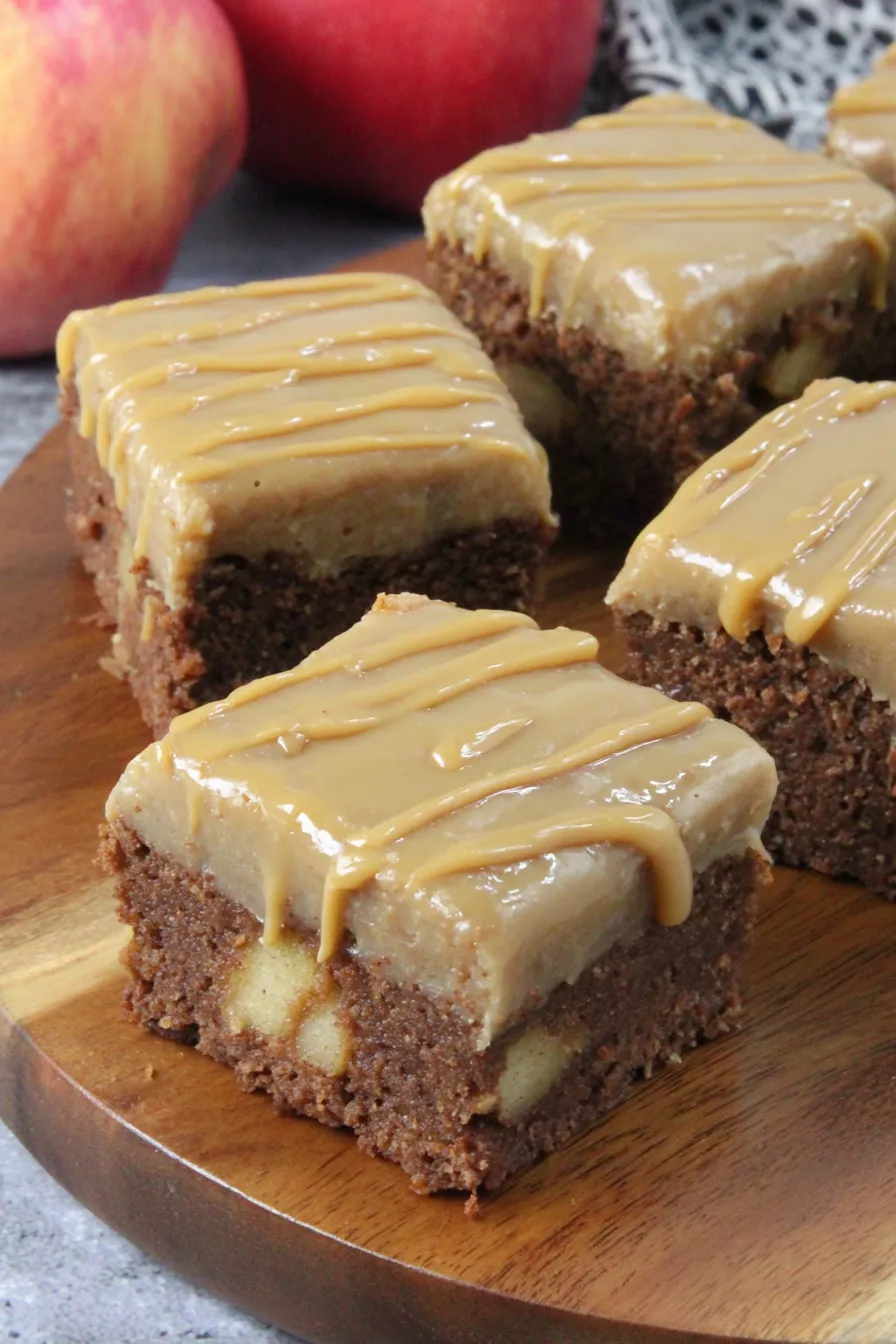 Apple Brownies with Maple Glaze - pan of bars