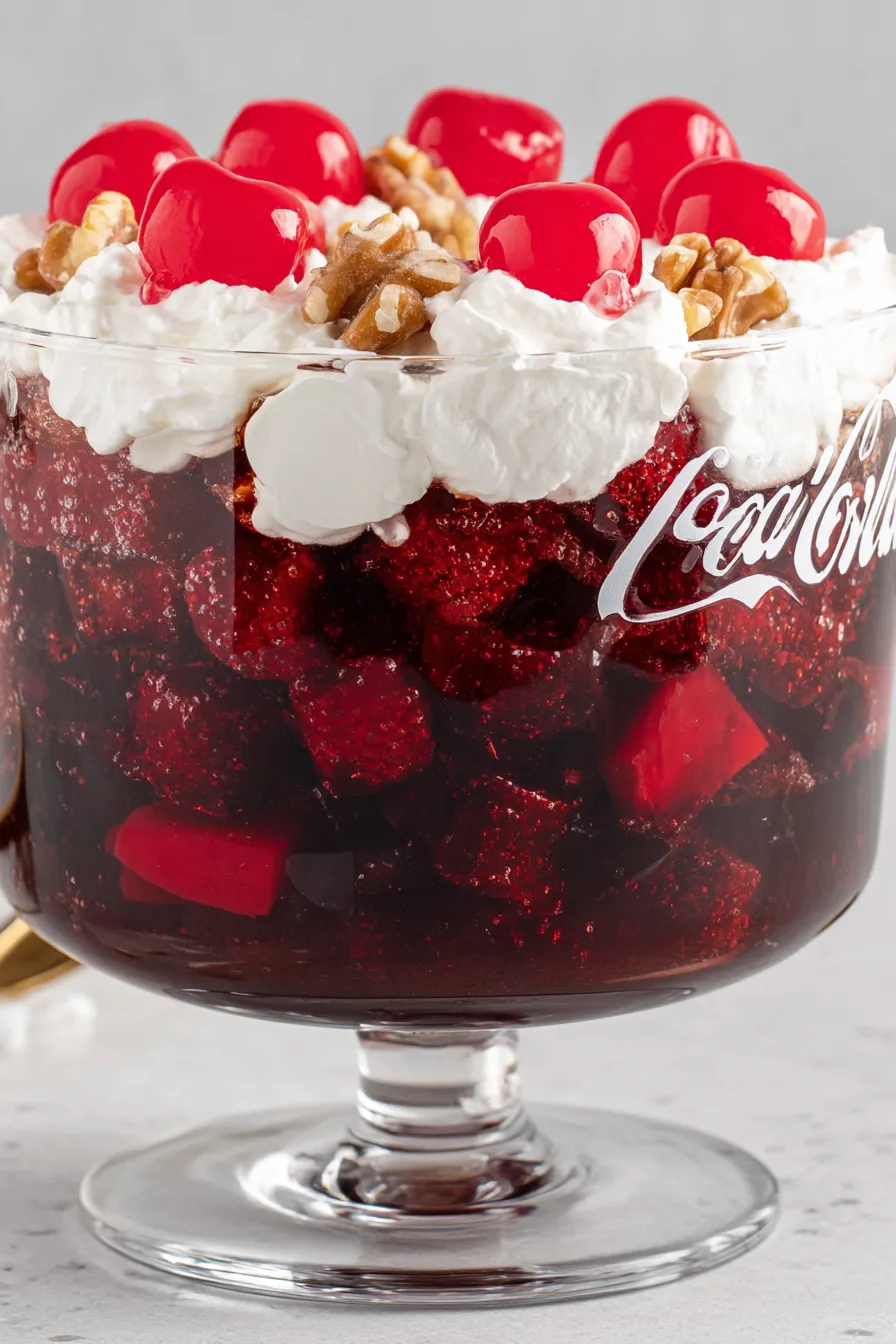 Close-up of fruit and gelatin layers