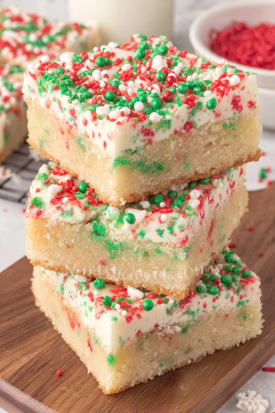 Frosted sugar cookie bars with sprinkles