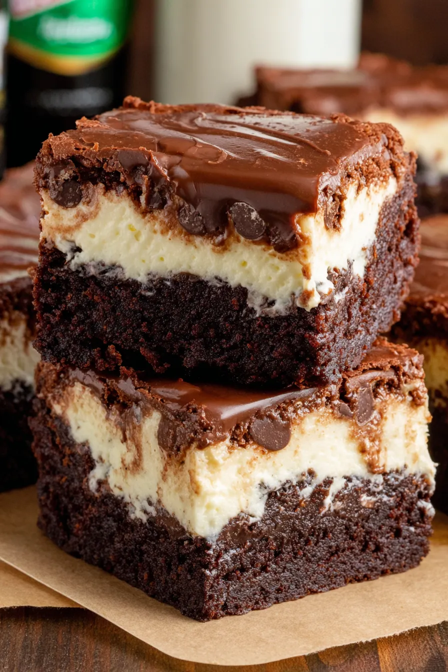 Close-up of Baileys brownie slice