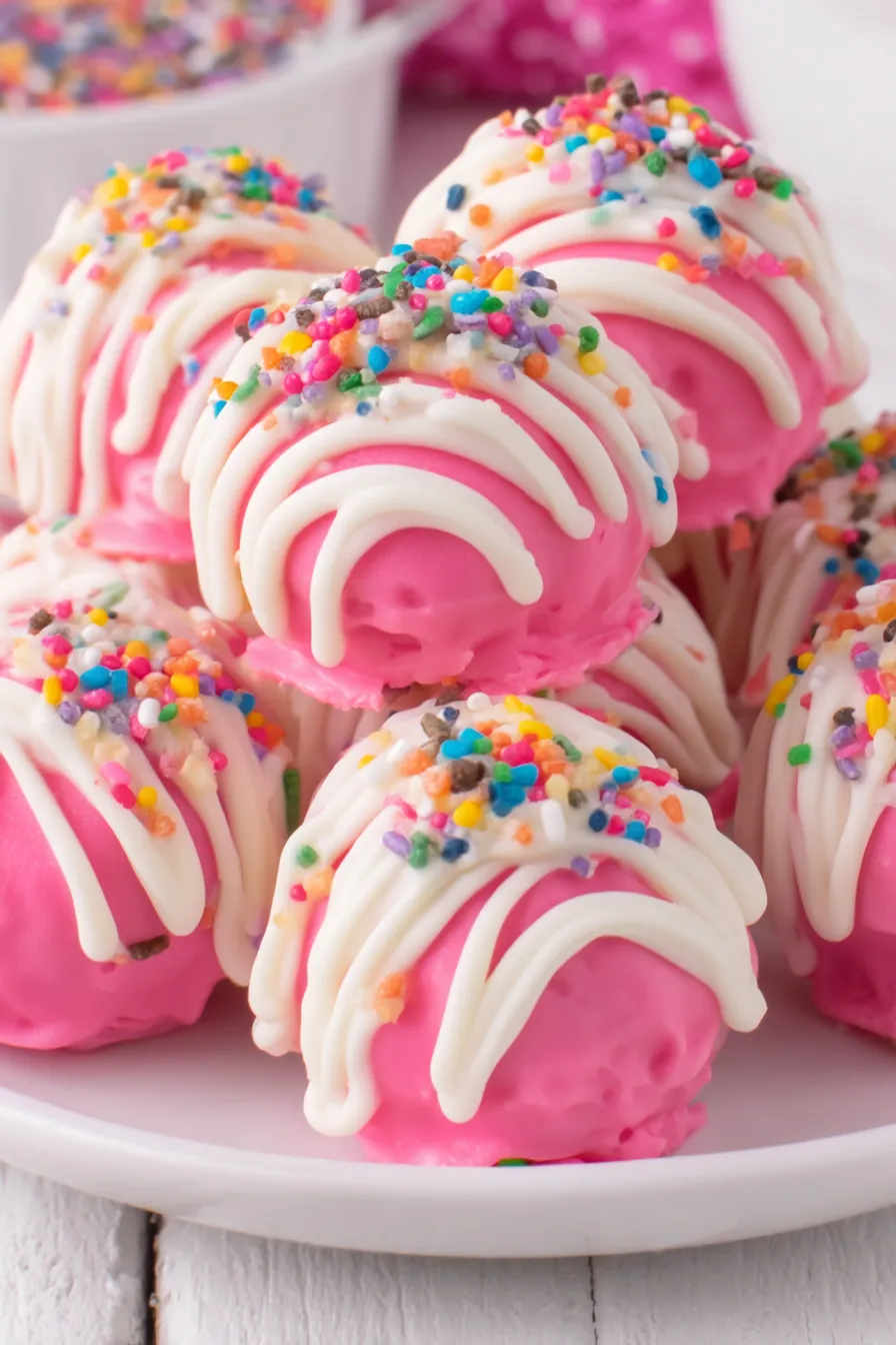 Circus animal cookie truffles on parchment