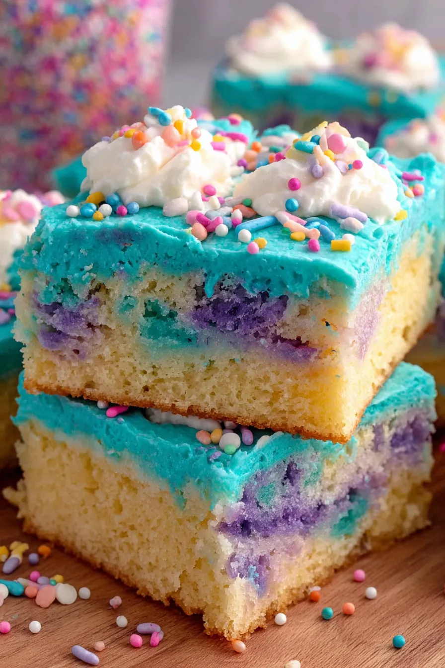 Funfetti base baked in a 9x13 pan
