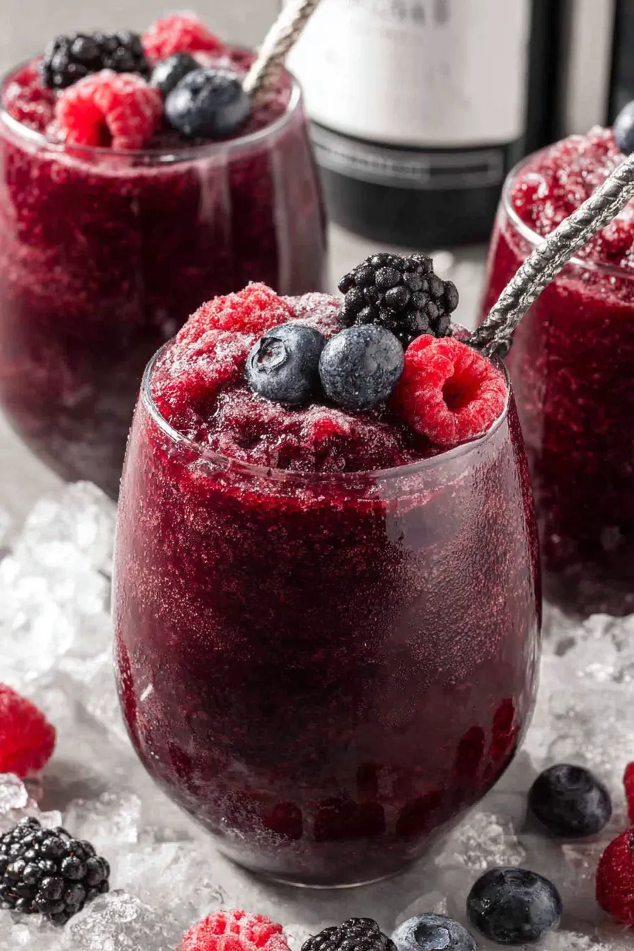 Close-up of red wine slushie texture