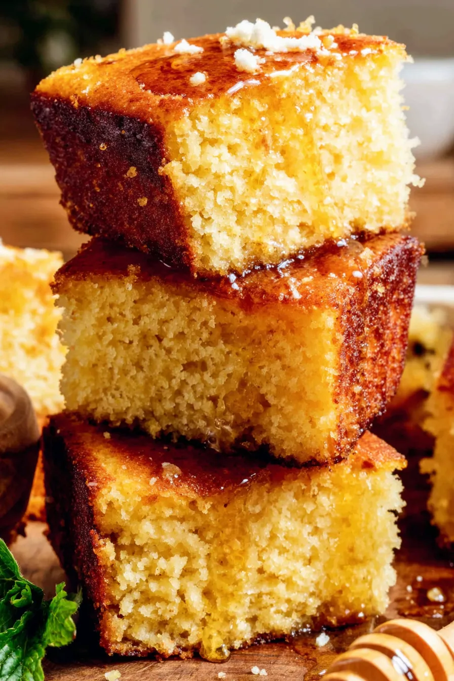 Drizzling honey butter over mini cornbread poppers