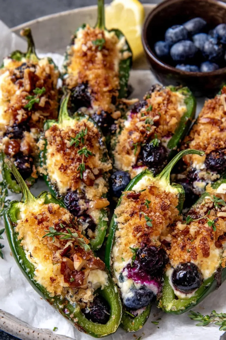 Platter of Blueberry Brie Jalapeño Poppers ready to serve