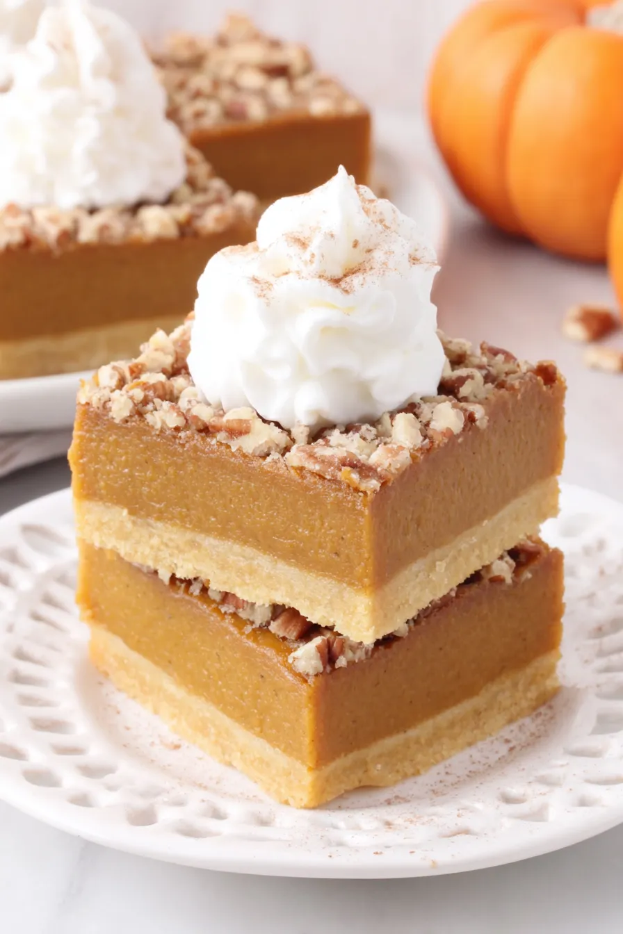 Pumpkin pie bars on a wire rack