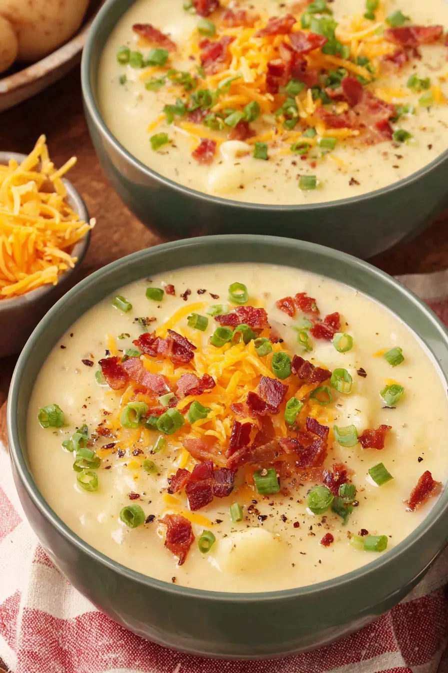 Ingredients for potato soup laid out on a counter