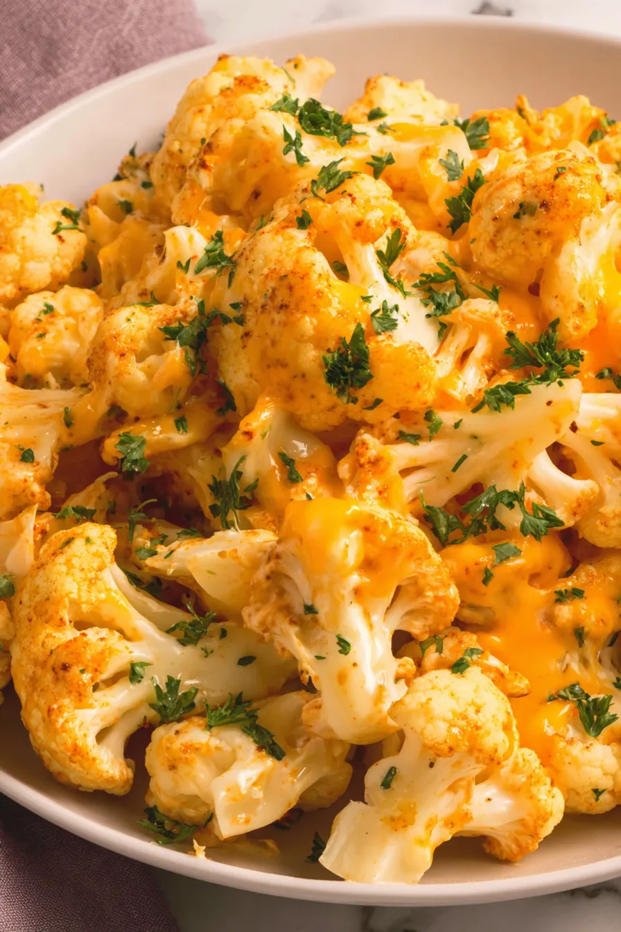 Roasted cauliflower in cheese sauce