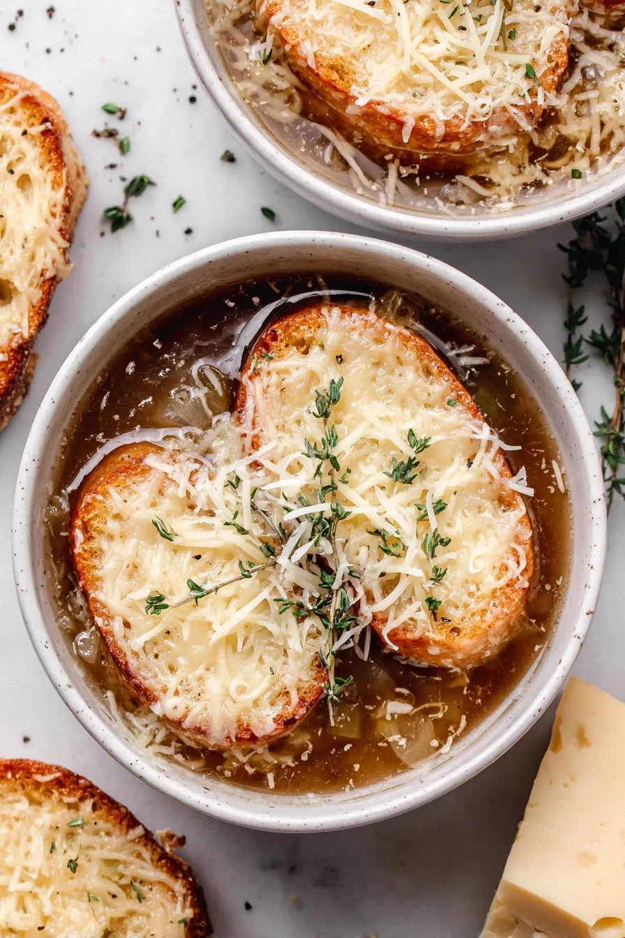Cheesy baguette toasts bubbling under a broiler