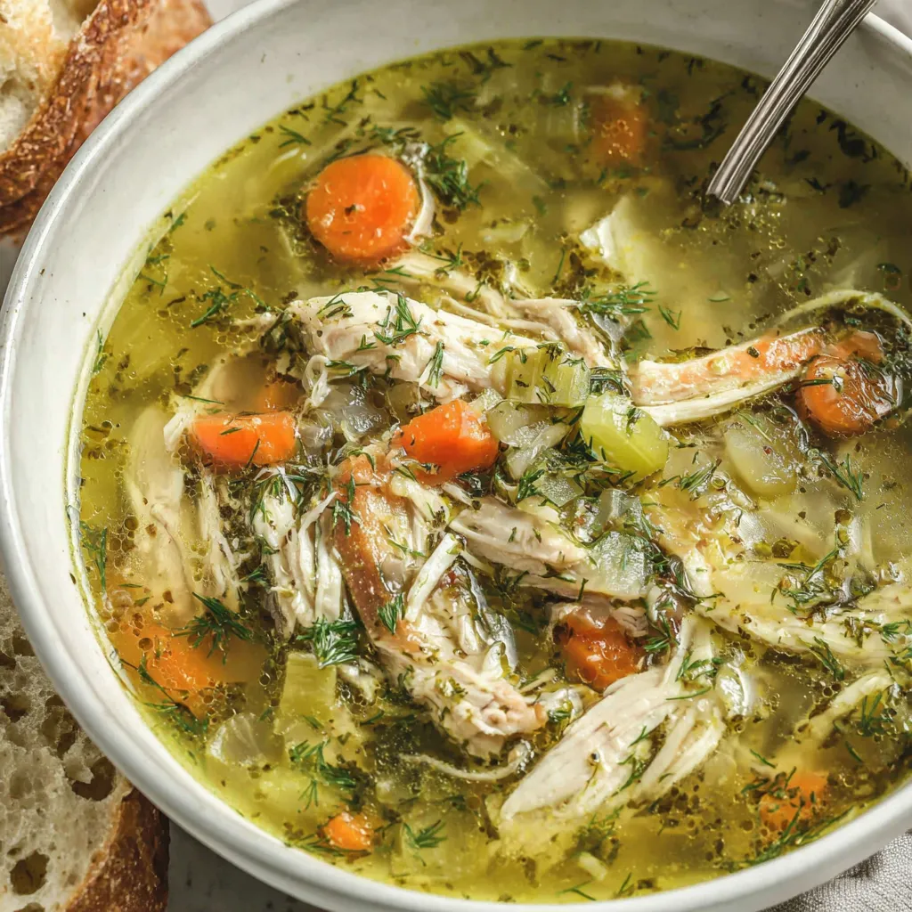 Roasted chicken breast and bowl of soup