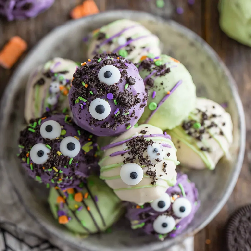 No Bake Monster Truffles (Halloween Oreo Balls)