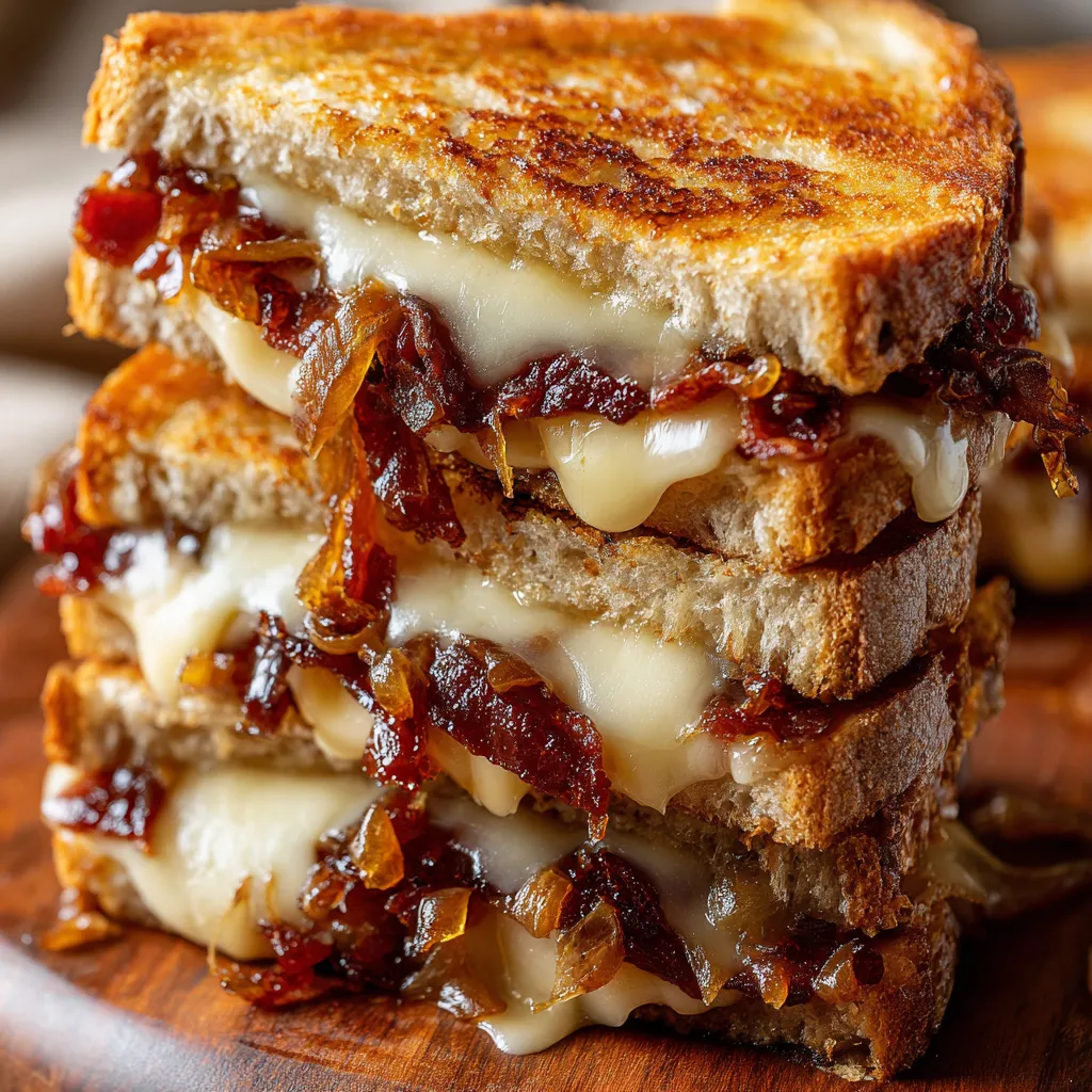 Bacon and Caramelized Onion Grilled Cheese Sandwiches