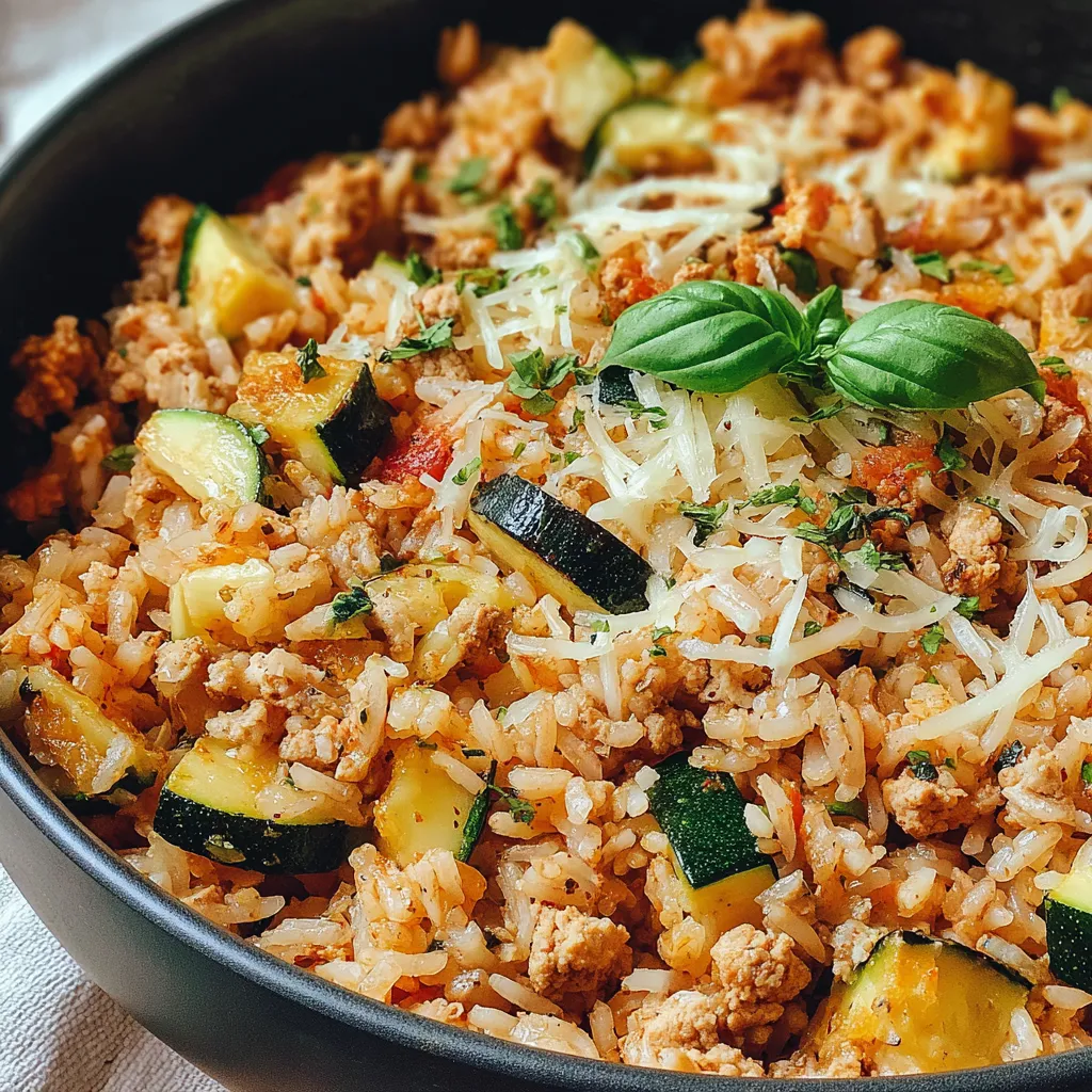 Ground Chicken Zucchini Rice Skillet