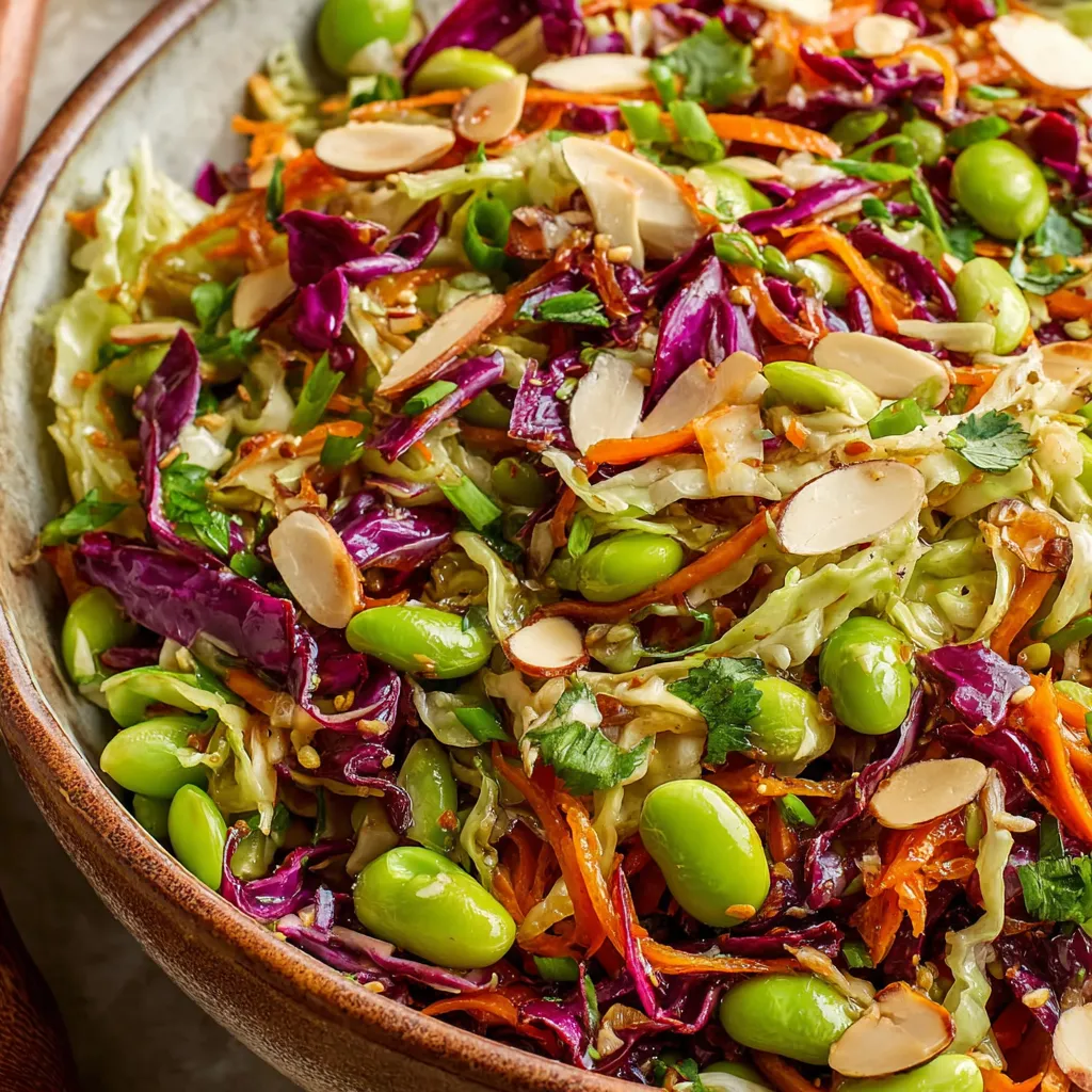 Crunchy Cabbage and Edamame Salad with Sesame Ginger Dressing