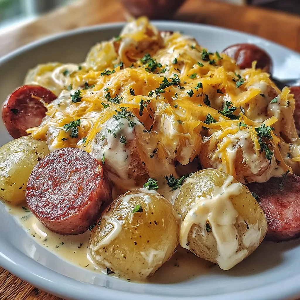 Cheesy Ranch Potatoes and Smoked Sausage