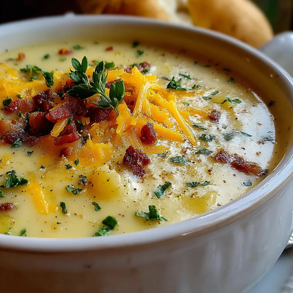 Creamy Cheddar Garlic Herb Potato Soup