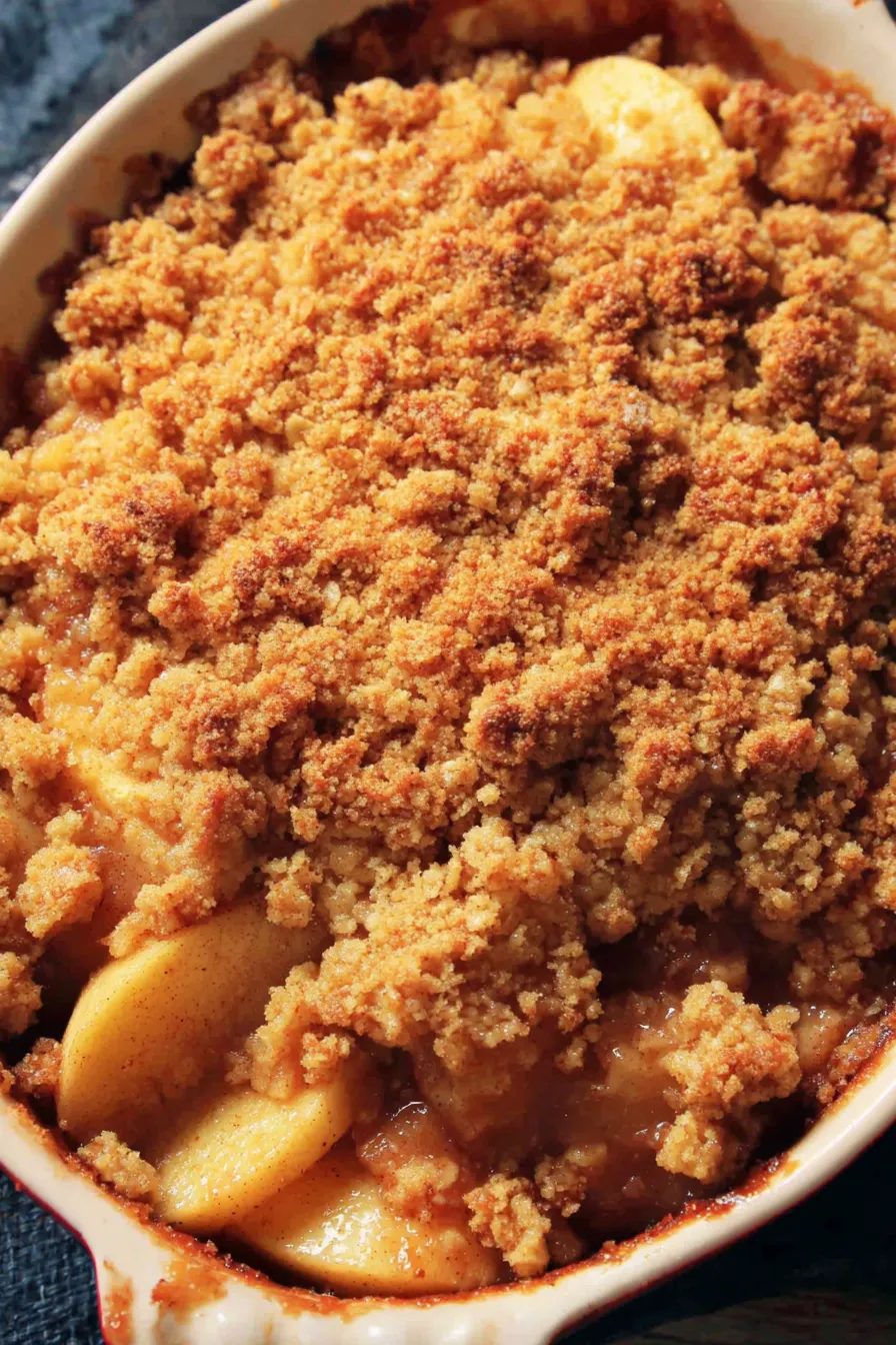 Apple crumble fresh from the oven