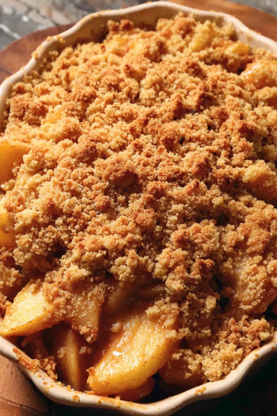 Close-up of oat crumble topping