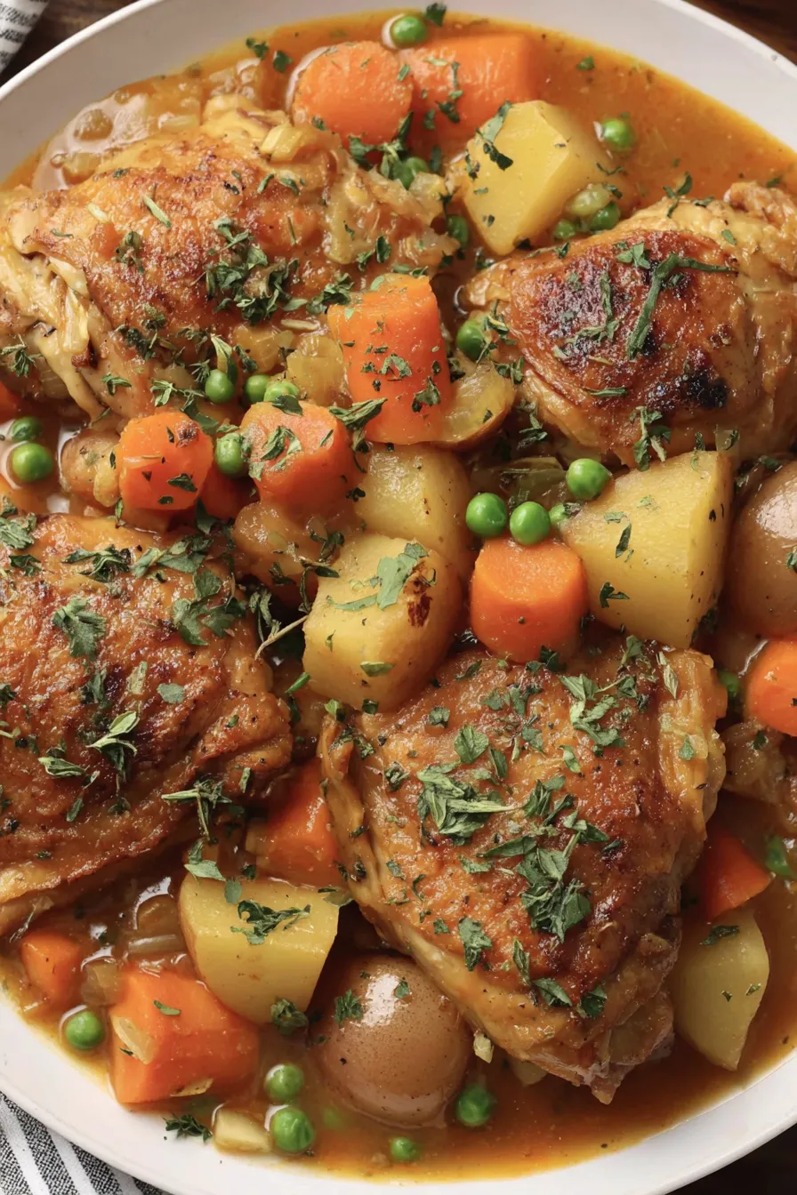 Seared chicken thighs in slow cooker