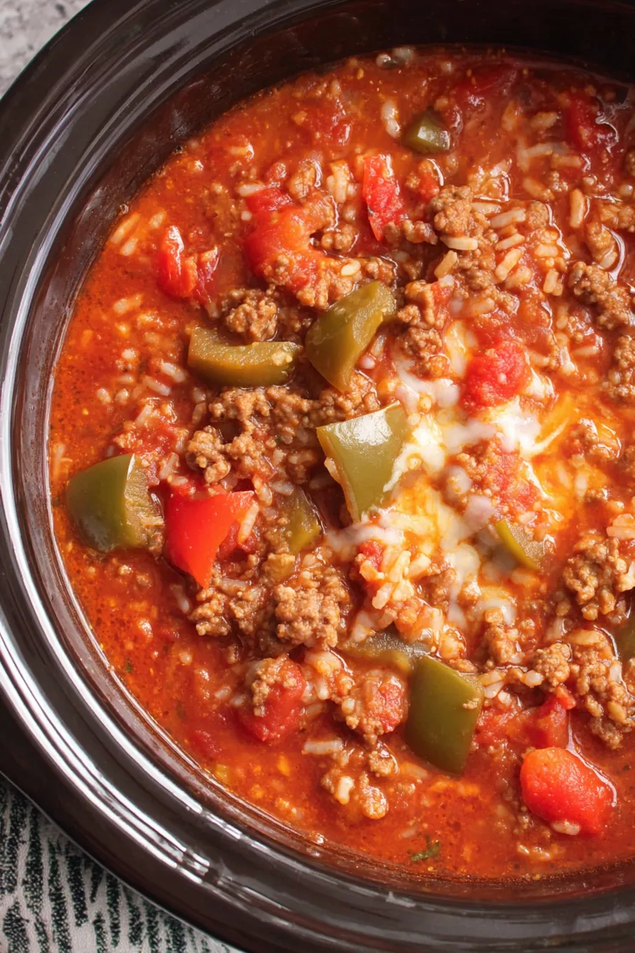 Ingredients for slow cooker stuffed pepper soup