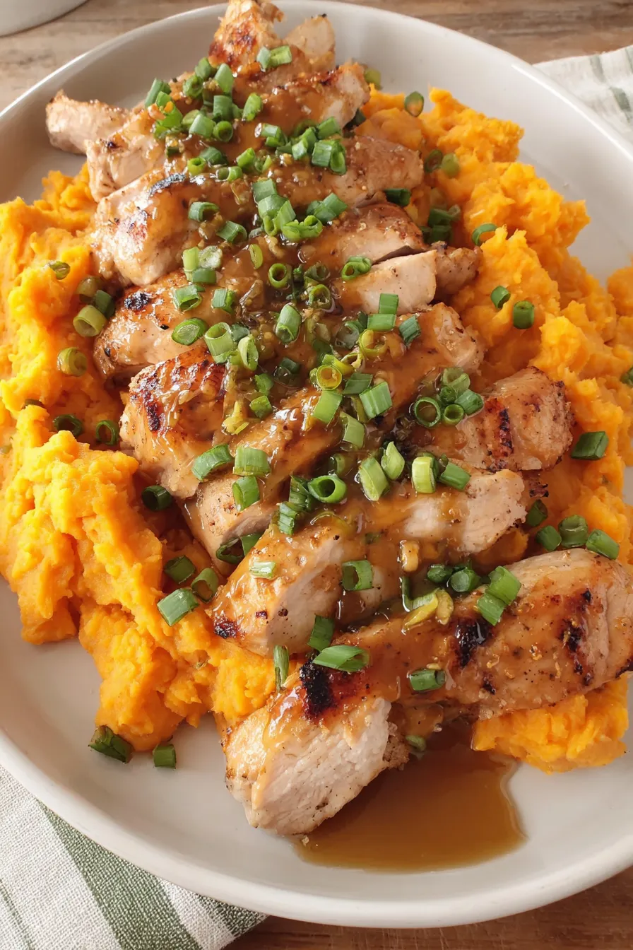Cooked chicken glazed with maple syrup on plate