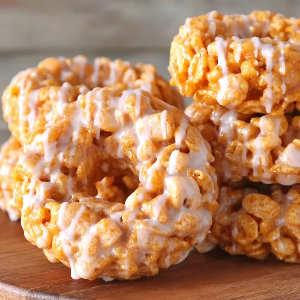 Pumpkin Rice Krispie Donuts