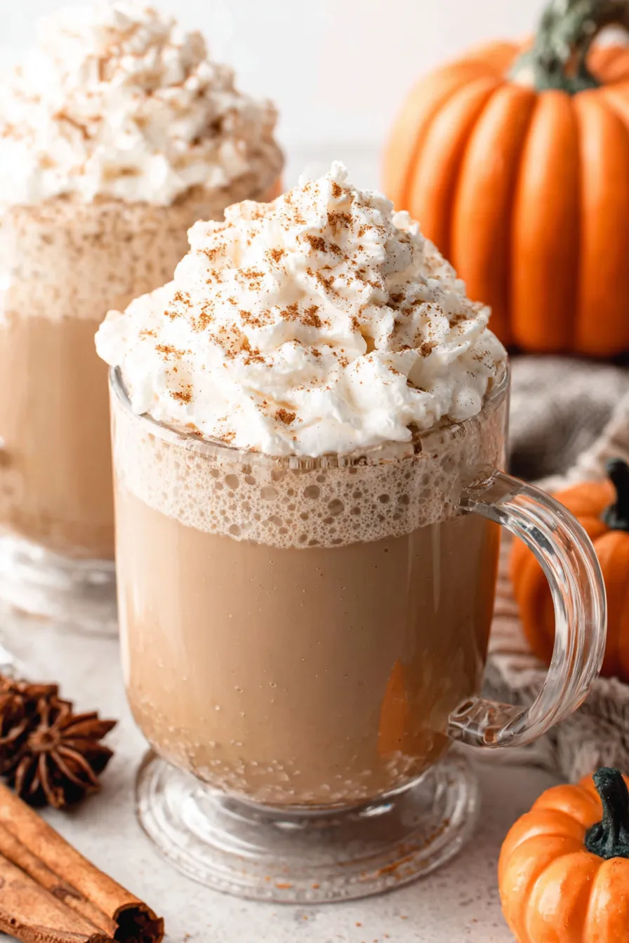 A pitcher of chilled pumpkin eggnog with cinnamon