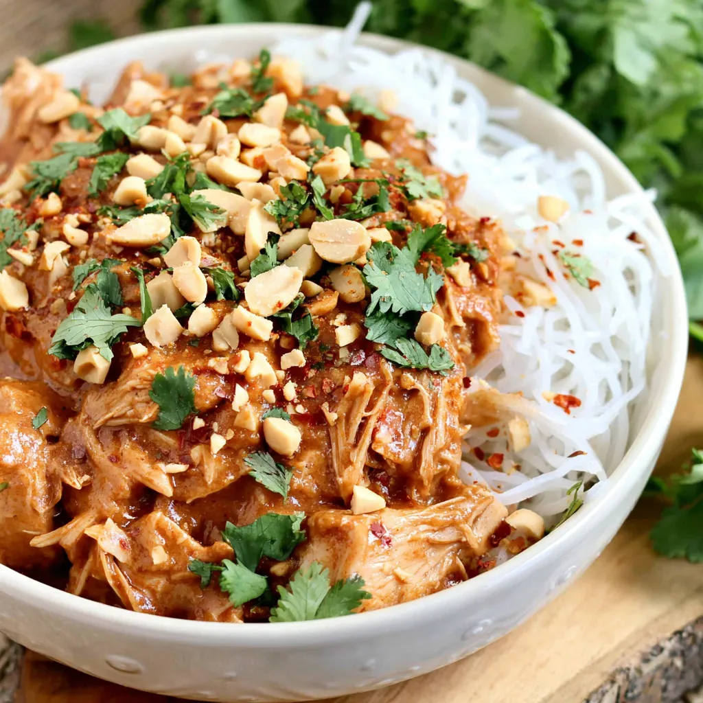 Slow Cooker Thai Peanut Chicken (Easy + Flavorful)