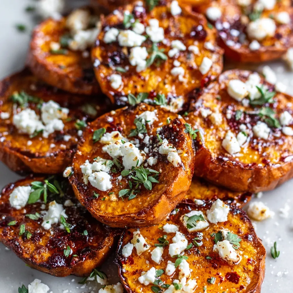 Roasted Sweet Potato Rounds with Honey & Feta