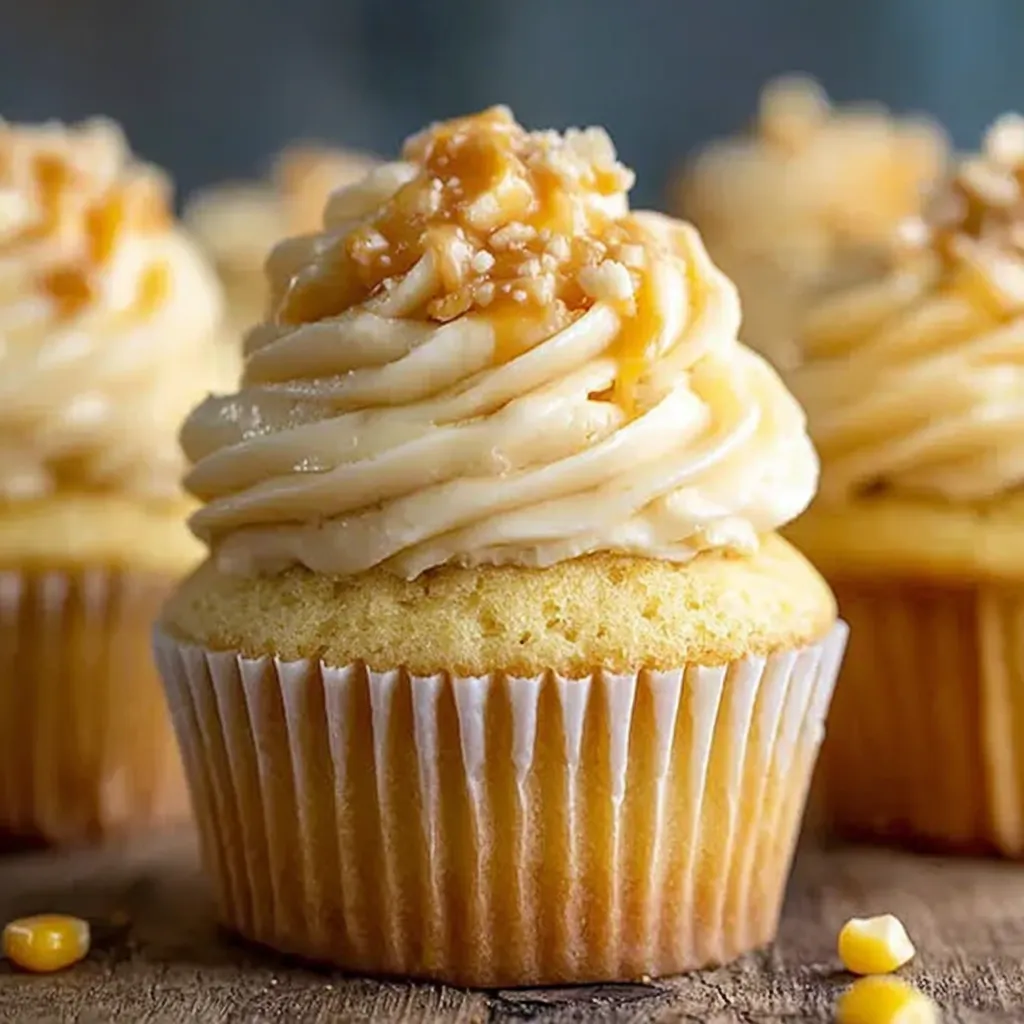 Fresh Corn Cupcakes with Brown Butter Honey Frosting