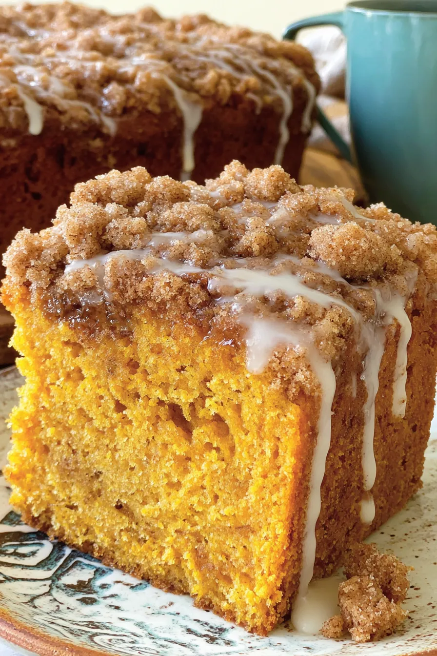 Close-up of streusel topping on coffee cake