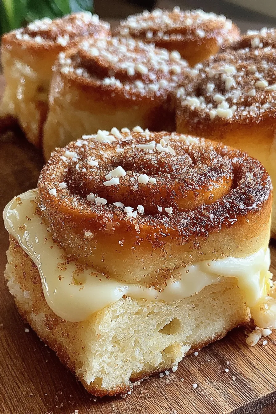 Cream cheese cinnamon sugar rolls fresh from the oven
