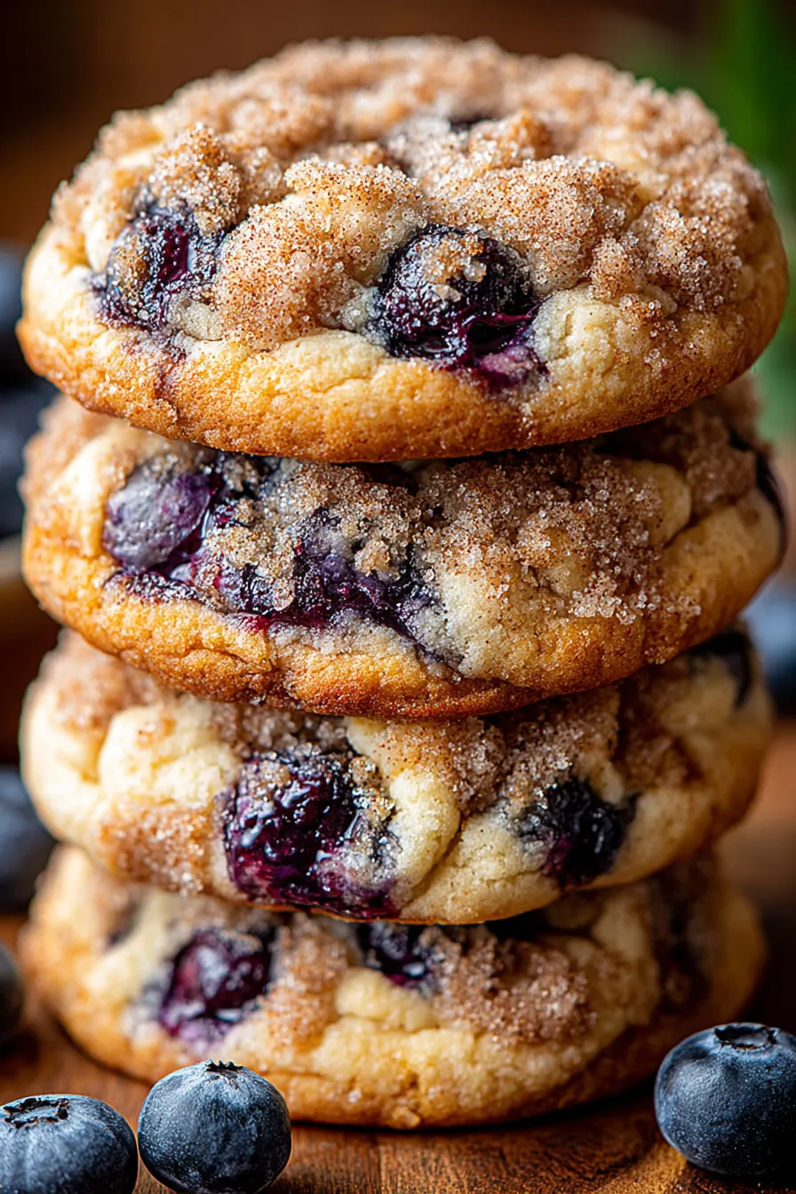 Finished blueberry muffin cookies with cinnamon streusel