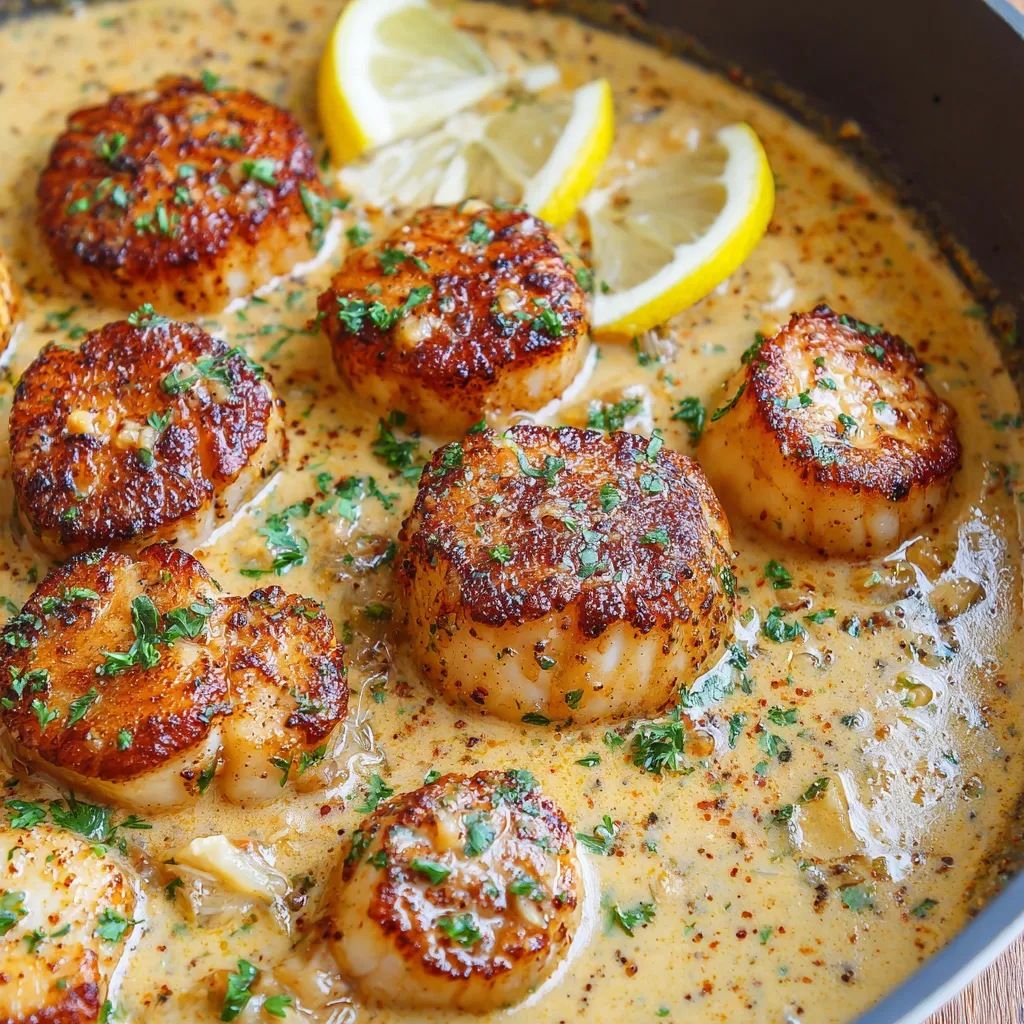 Seared Scallops in a Cajun Mustard Cream Sauce