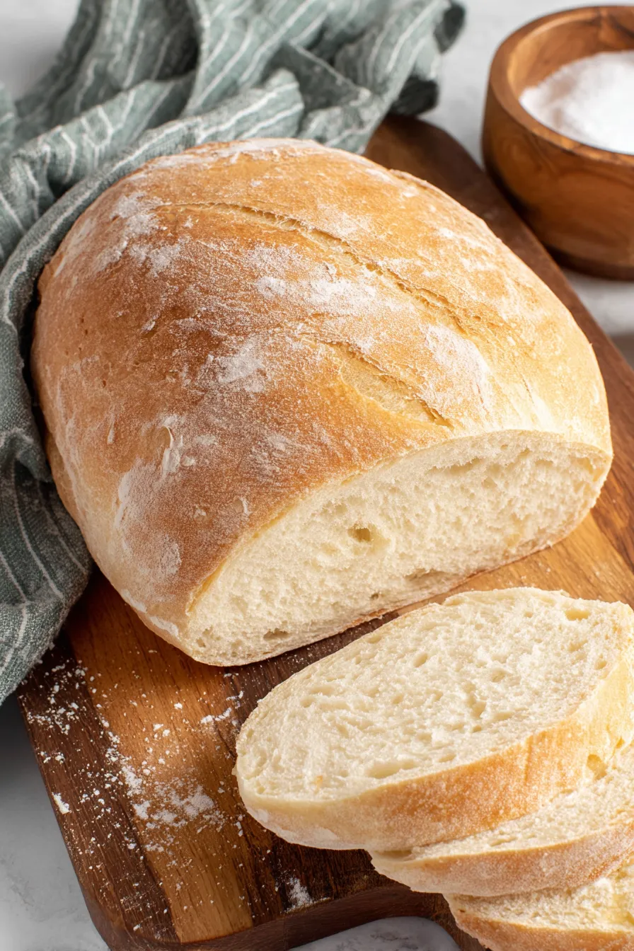 Freshly baked Italian loaf cooling on a rack