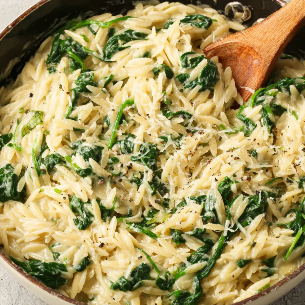 Creamy Garlic Spinach Orzo
