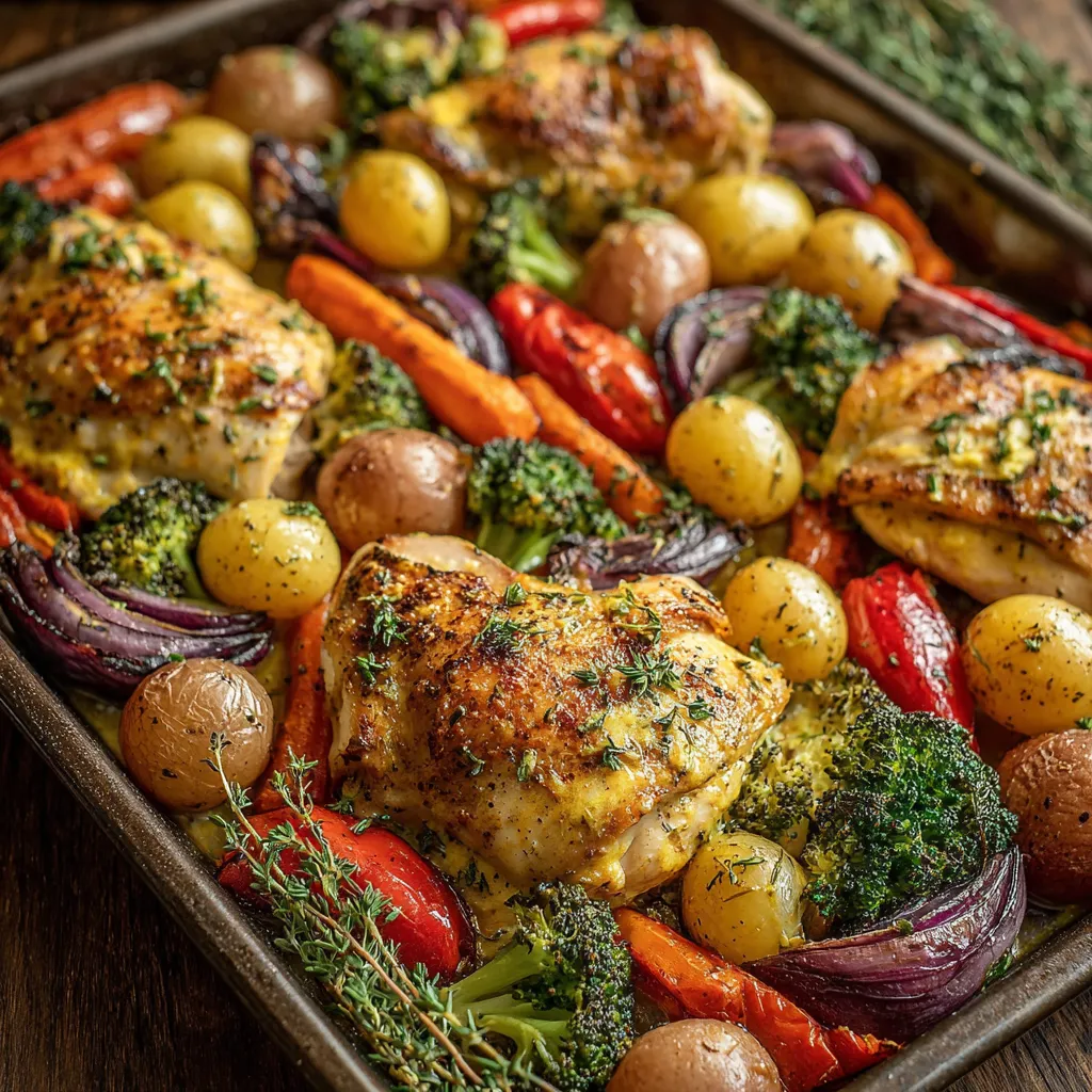 Sheet Pan Honey-Dijon Chicken and Vegetables