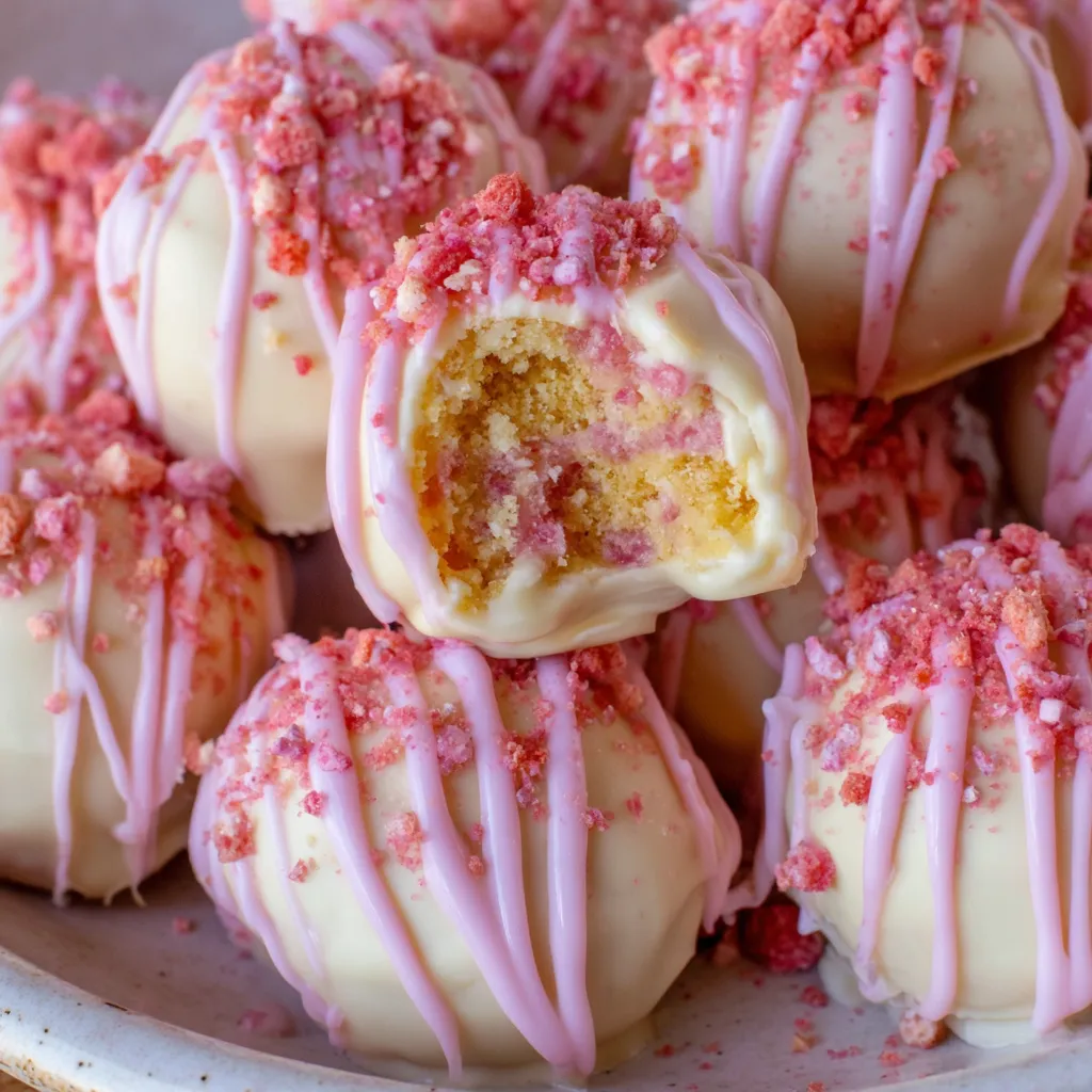 Strawberry Shortcake Cheesecake Truffles
