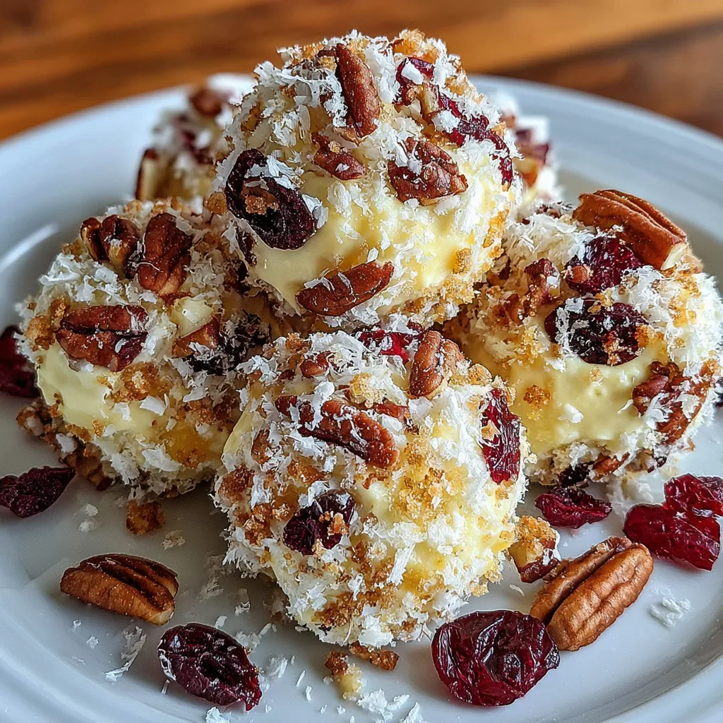 Mini Pineapple Cranberry Cheese Balls with Pecans