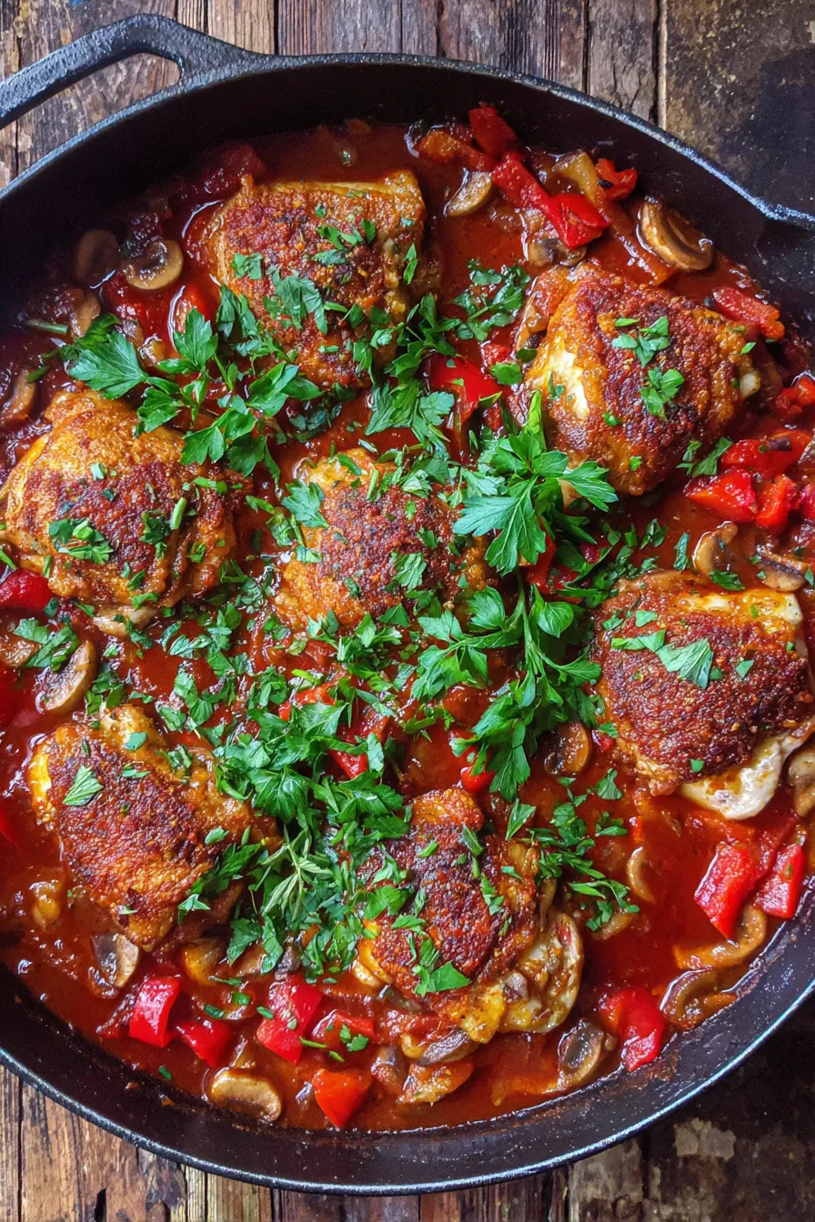 Spoonful of tomato and mushroom sauce