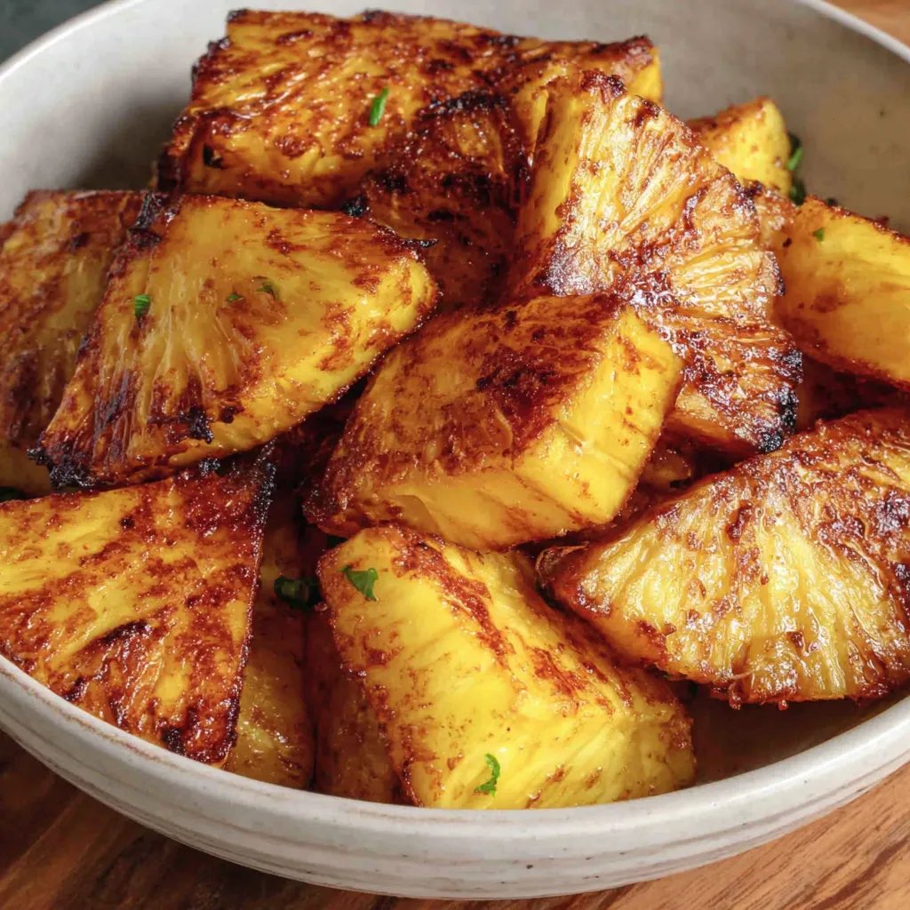 Air Fryer Caramelized Pineapple with Chili-Lime Dip