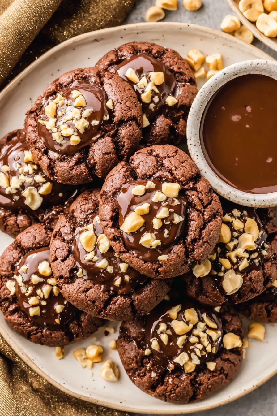 Tray of thumbprint cookies ready to bake