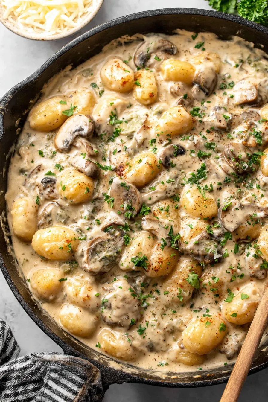 Close up of Boursin melting into sauce