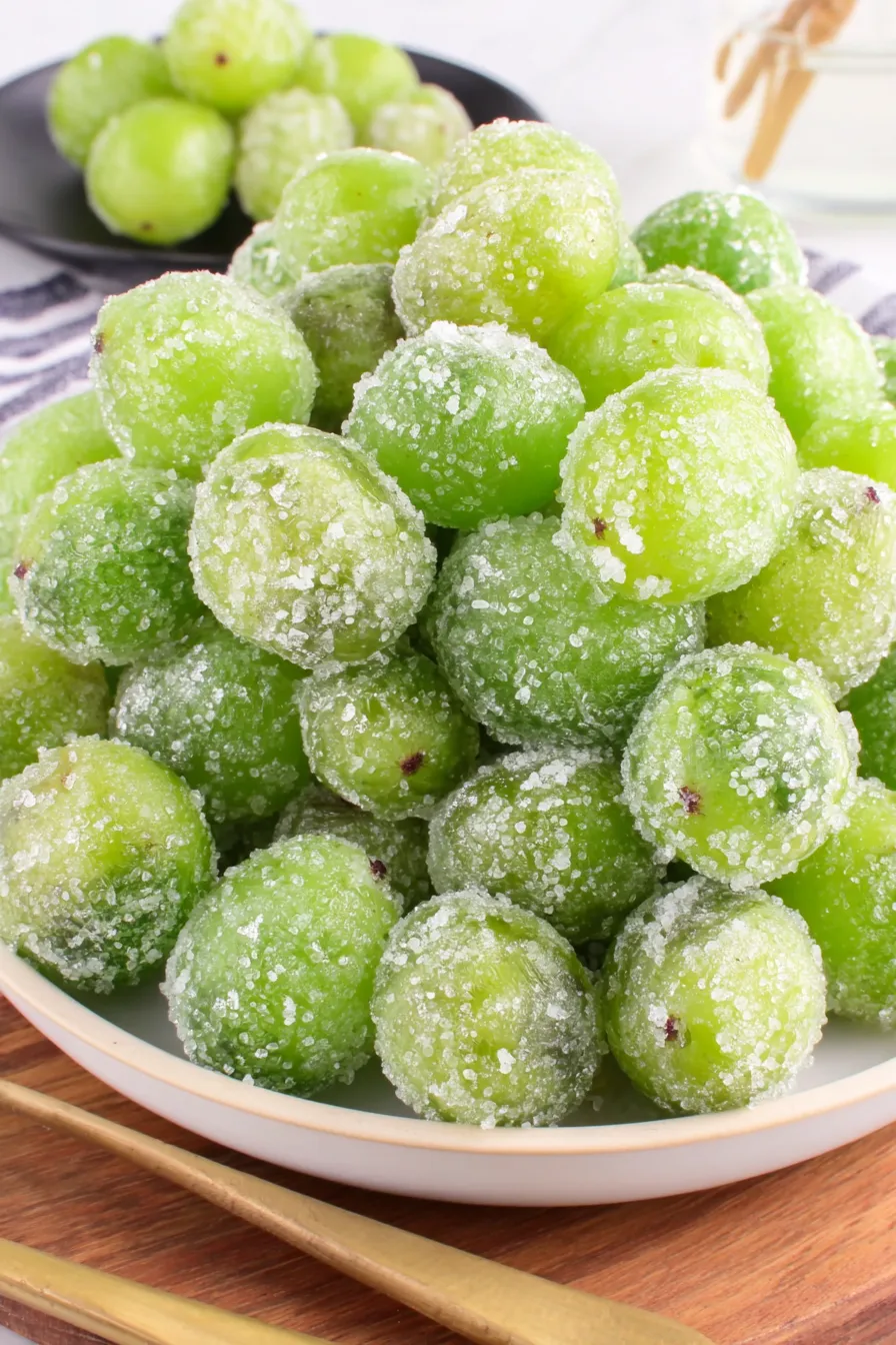 Champagne-soaked grapes coated in sparkling sugar