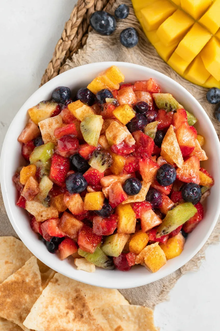 Baked cinnamon tortilla chips arranged on a sheet