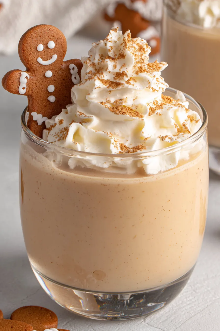 Gingerbread cocktail in a martini glass with whipped topping